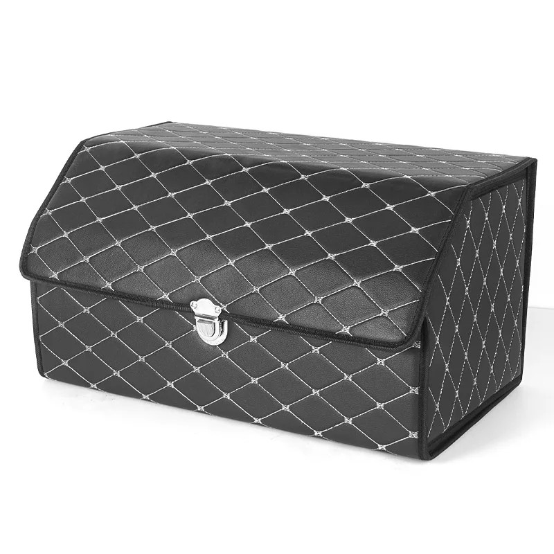 

20 PCS/Carton RTS-QSP041 Pu Leather Small Large Auto Foldable Box Car Trunk Storage Boot Car Organizer with Shackle Handle