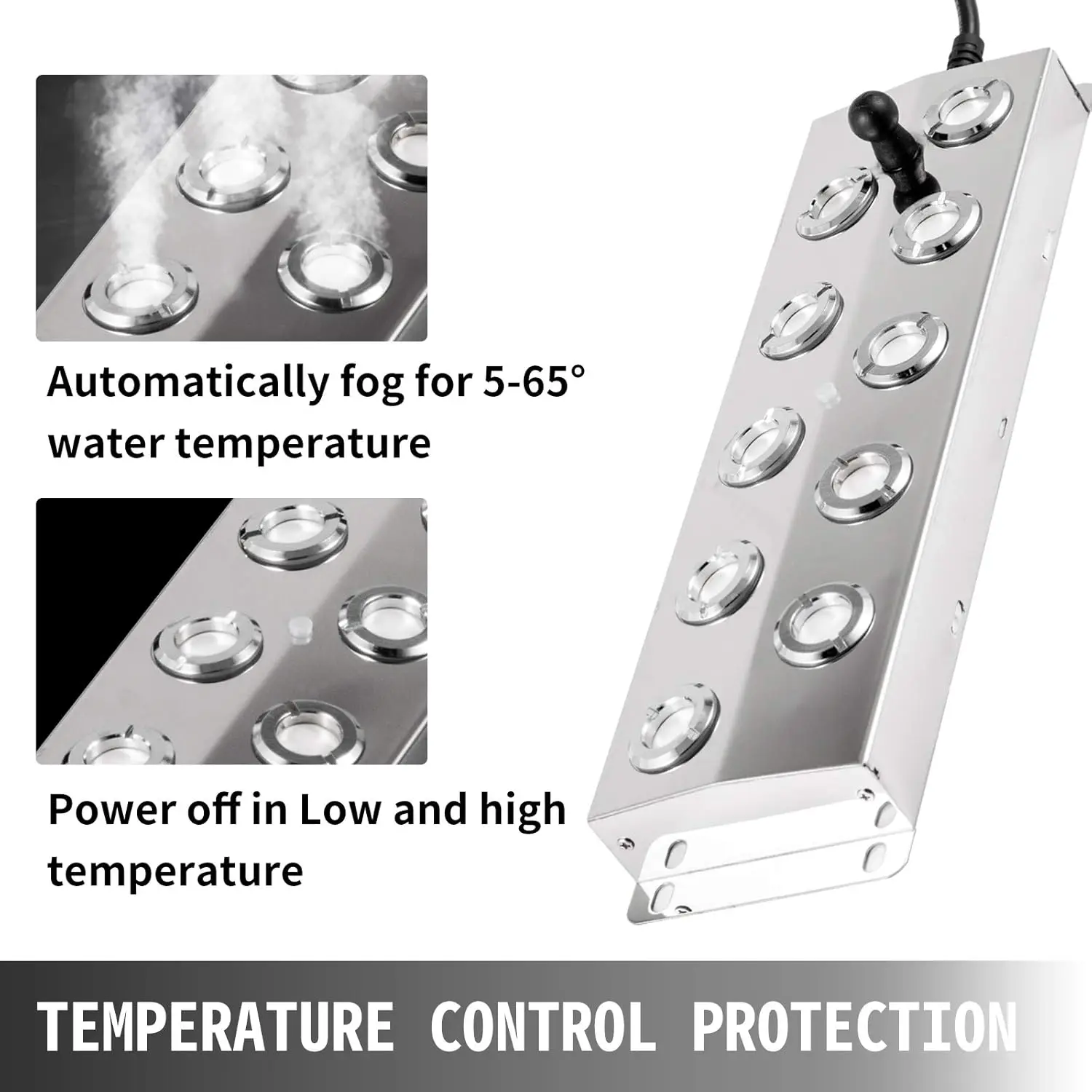 Mist Maker Fogger 10 Head Ultrasonic Mist Fogger with Waterproof Power Supply Ultrasonic Fogger Humidifier Stainless Steel 6