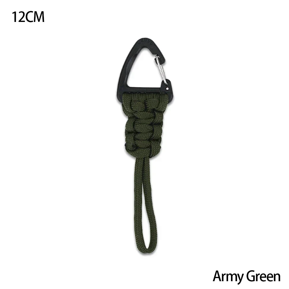Braided Nylon Paracord Keychain with Metal Triangle Buckle and Carabiner