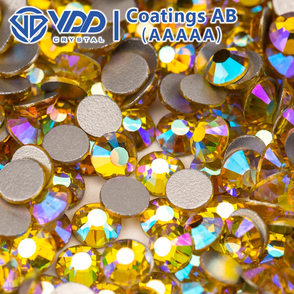 SS3-SS30 Yellow Rhinestones Crystal Glass Non Hotfix Gold FlatBack Nail Art  Strass Diamond DIY Glitter