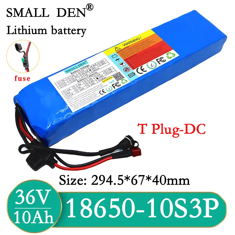 

36V 18650 lithium battery pack 10S3P 42V for scooters, electric bicycles, built-in 30A BMS and fuse device 250W-600W