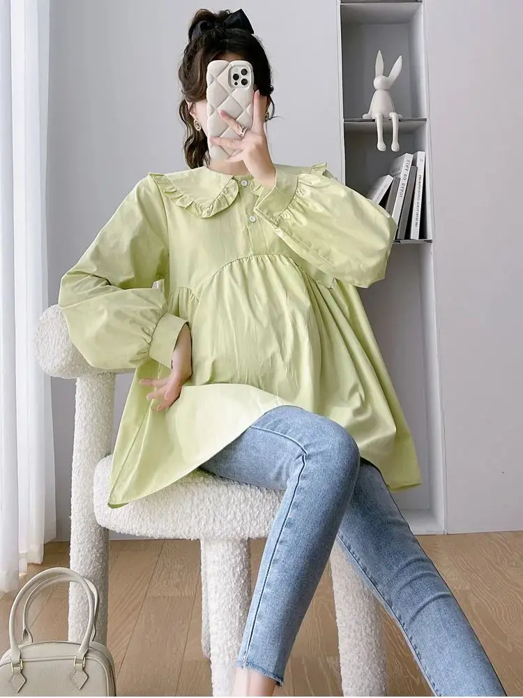 Maternity Tops Spring Cotton Blouses Pregnancy Loose Shirts