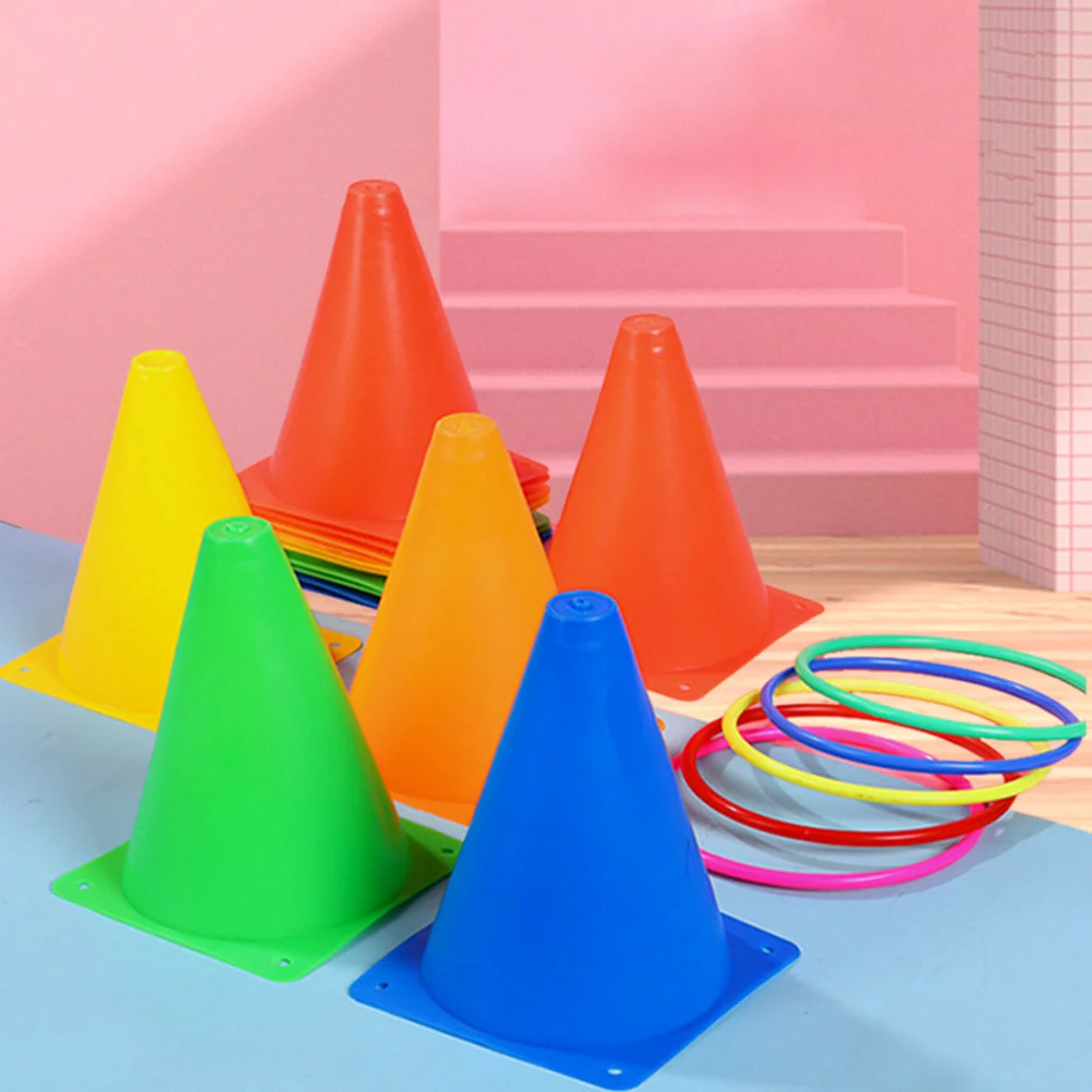 Toss Cones Ring Game Games Kids Soccer Toy Outdoor Football Training Carnival Family Yard Combo Colored Sports Children Plastic 50pcs mini roadblocks plastic traffic cones miniature traffic signs simulated safety cones for children