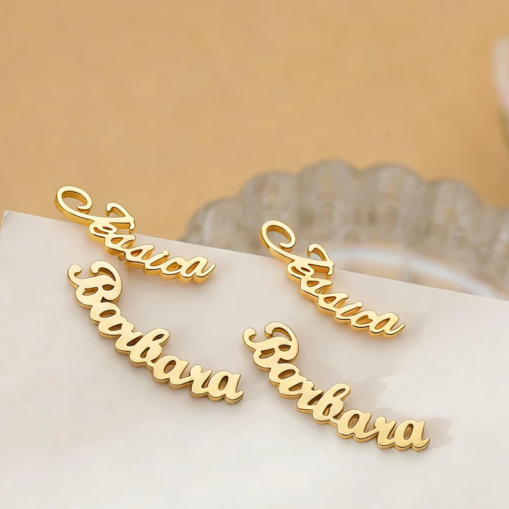 개인화 된 이름 귀걸이 여성 맞춤형 스터드 귀걸이 소녀를위한 스테인레스 스틸..