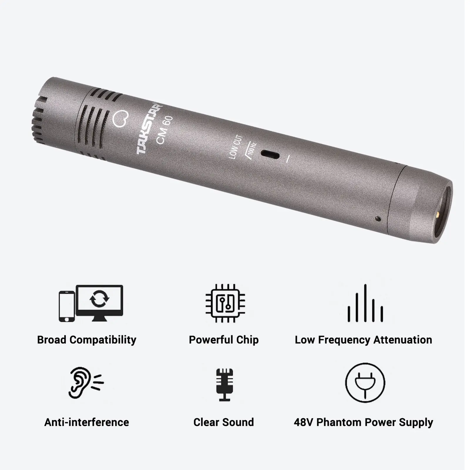 탁스타 CM-60 전문 콘덴서 마이크, XLR 카디오이드 마이크, 유선 마이크, 녹음, 방송, 무대 공연용, 48V