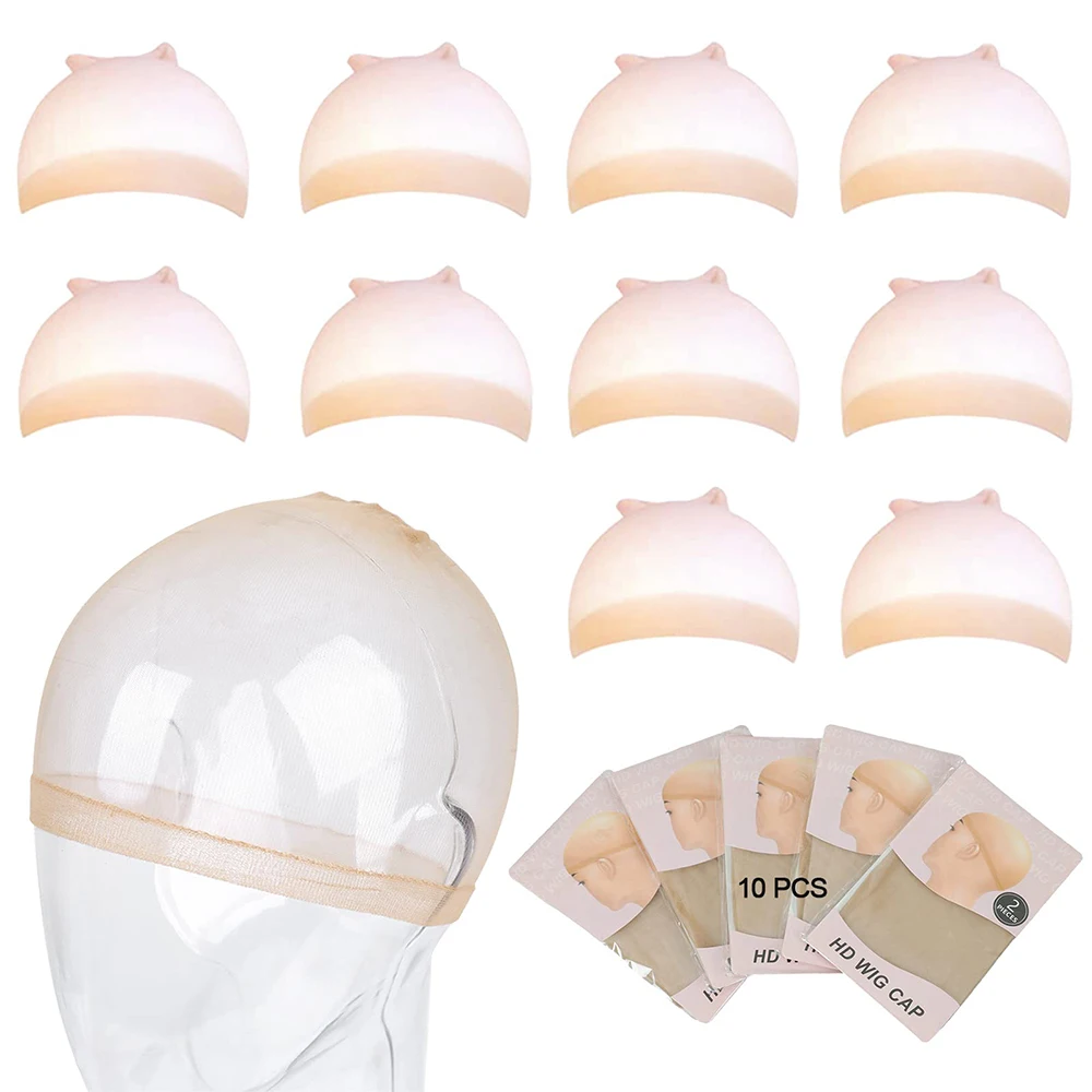 

HD Wig Net Cap Hair Drying Cap Girls Hair Accessories Invisible Transparent Stretchy Stocking Hairnet for Women 10 Pieces