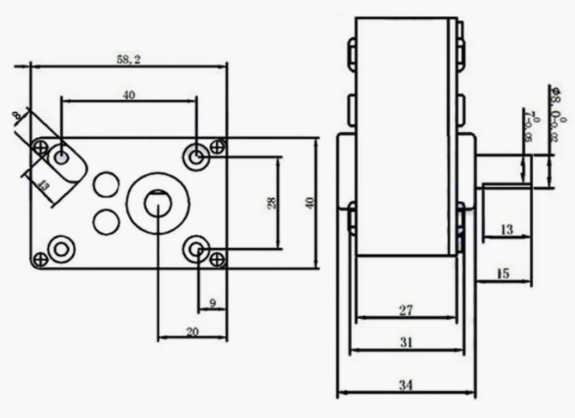 Description Picture 4 of item/R3157/555/3650/42BY series motors5840 all metal gear high torque low-speed DC motor worm gear reducer is applicable to 5840