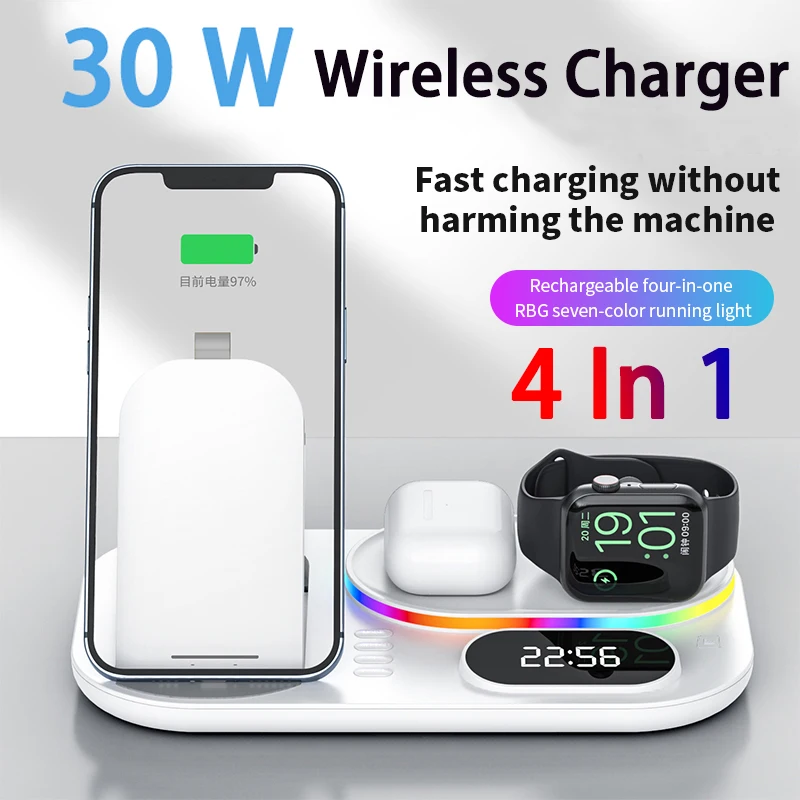 usb c 30w 30W Qi Wireless Charger Stand For iPhone 13 12 11 X XR 8 Type C Induction Fast Charge Docking for Samsung S20 S10 Xiaomi Lg etc usb c 20w