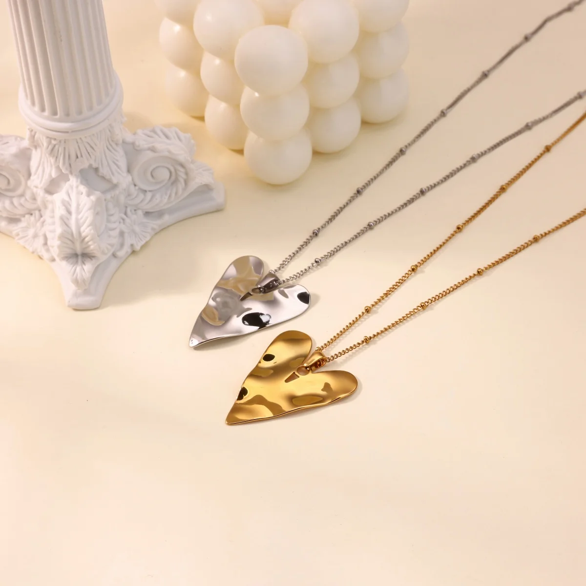 316L Stainless Steel Heart Necklace For Women Gold Plated Irregular Pendant