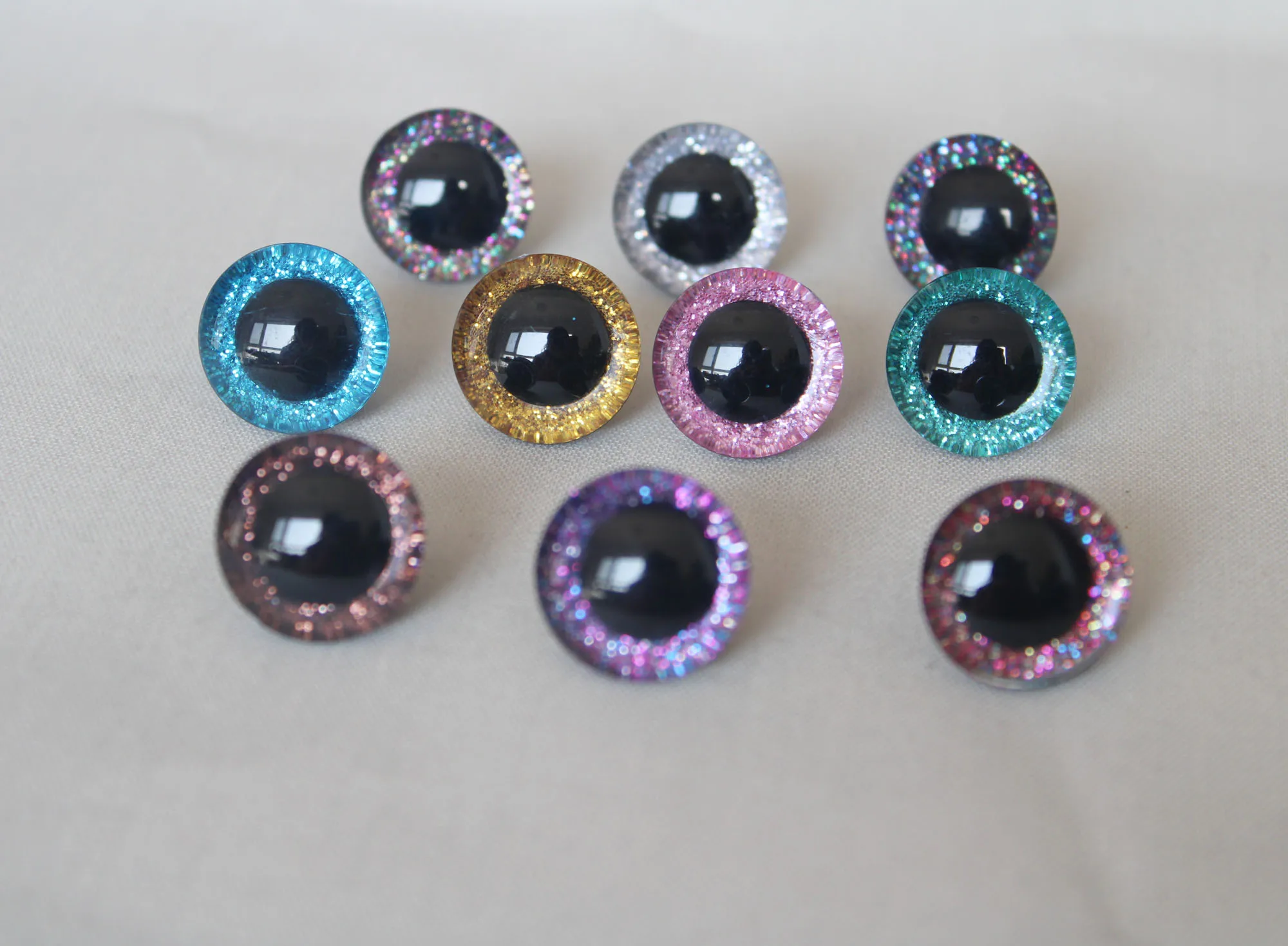new 20pcs--N10-9-12-14-16-20-24-30-35mm 3D  glitter toy eyes + washer for woolen diy plush  doll color option 3