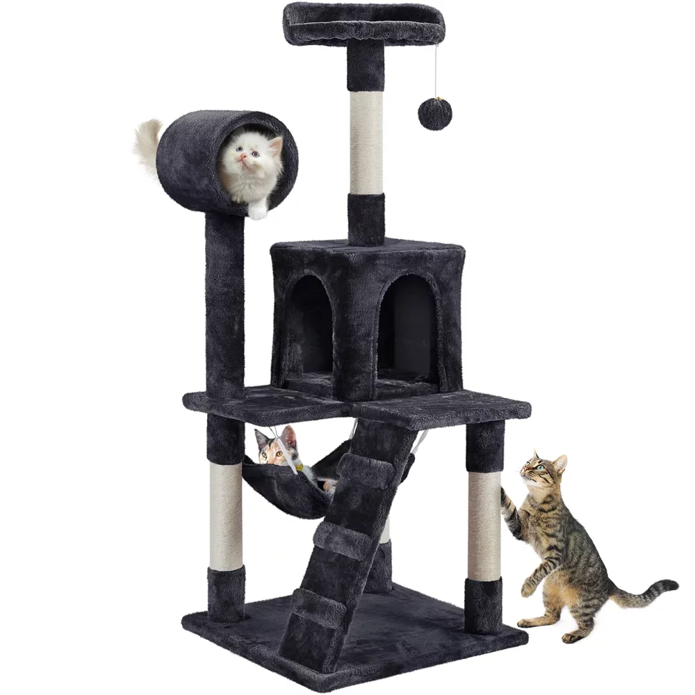 

51" Cat Tree with Hammock and Scratching Post Tower, Cat Supplies, Cat Climbing Frame, So That Cats Can Play Happily At Home