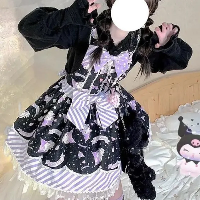 Фото Кавайное платье Sanrio со звездами, гумми, Лолита, платье для девочек, мультяшная персонализация, милая куроми, корица, ролл, мелодия, косплей, одежда, подарок №2