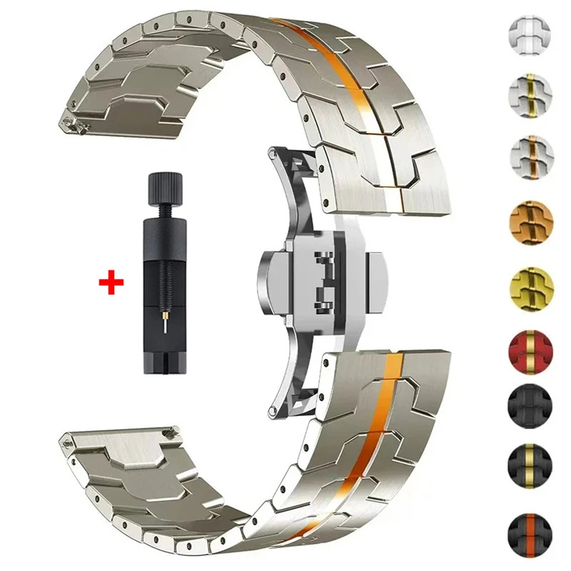 22mm Titanfarbenes Armband für Huawei Watch 5/4/3 GT7 Pro GT6 46mm Edelstahlband für Amazfit GTR 4/3/2 47mm Balance Correa