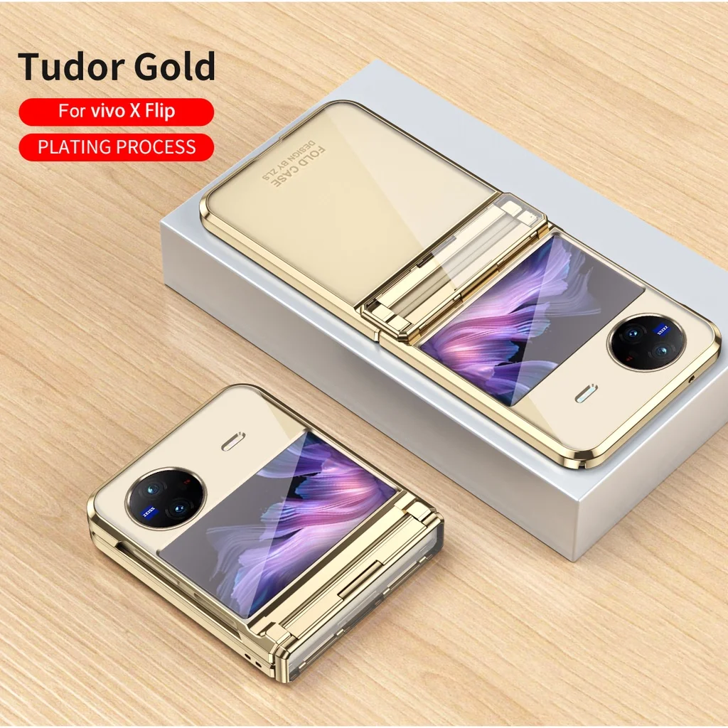 For Vivo X Flip Case Luxury Colorful Electroplated Transparent Folding Shockproof Protection Hard Back Cover Accessories