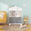Kids Dollhouse Bookcase with Storage, 2-Tier Storage Display Organizer, Toddler Bookshelf with 2 Collapsible Fabric Drawers 2