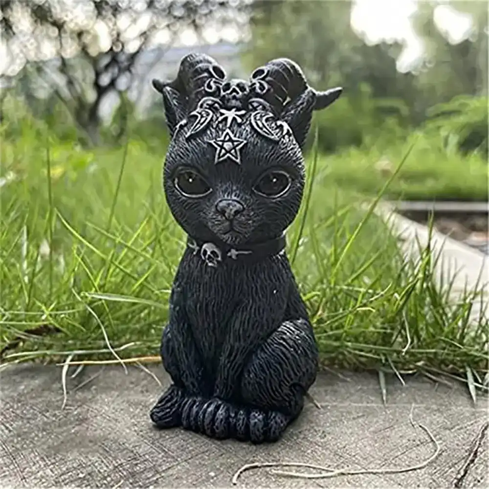 Black Cat Statue Mysterious Cute Cat Witch Cat Figurine Witches