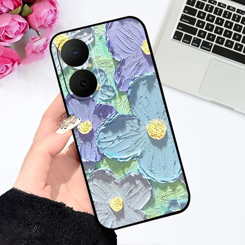 Oil Painted Silicone Back Cover - Soft Matte Protective Case for Huawei Nova Y73/Enjoy 80