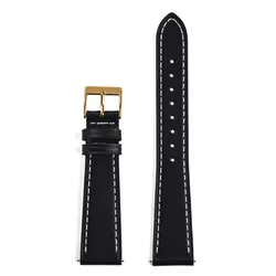 Elegant Vintage Vegetable Tanned Leather Watch Strap - Quick Release, Unisex, Multiple Sizes Available - 22mm (Black - Gold Buckle)