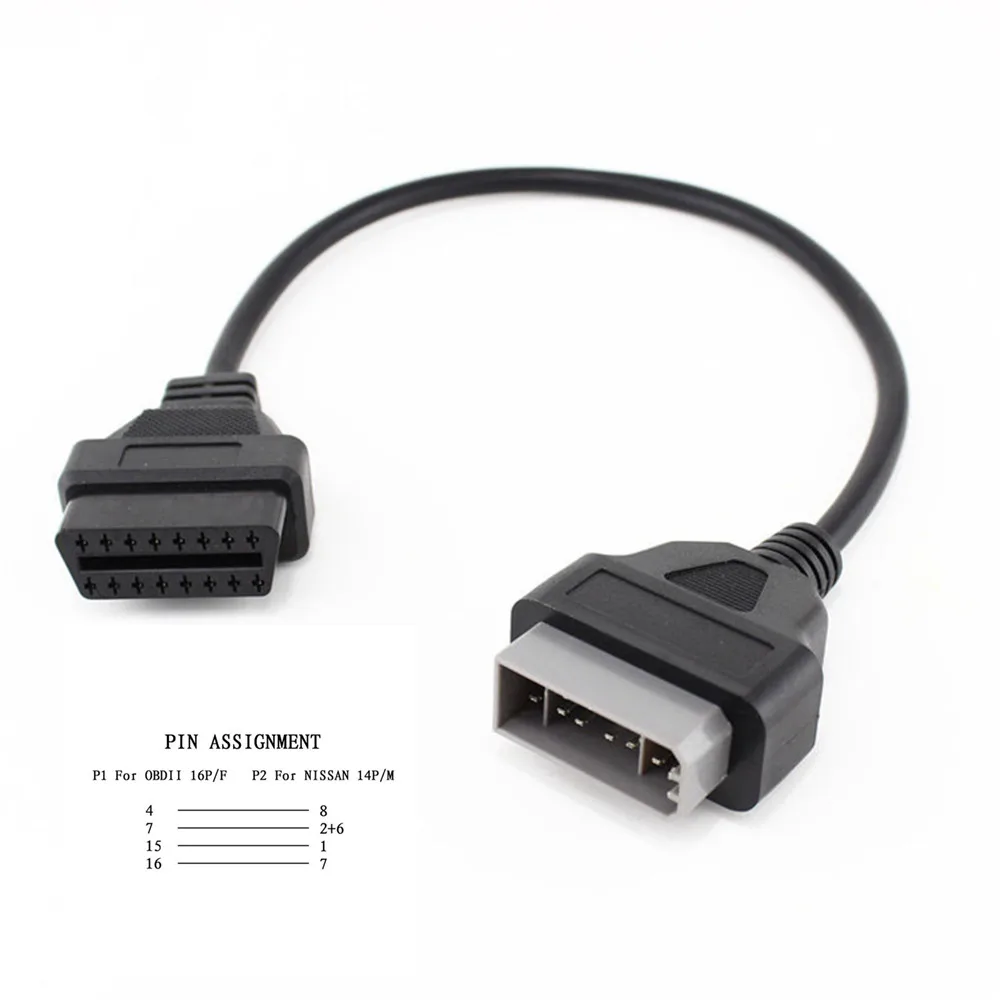 닛산 14 핀-OBD2 16 핀 케이블 자동차 진단 커넥터, 닛산 14 핀-16 핀 OBD OBDII 어댑터, 최고 품질