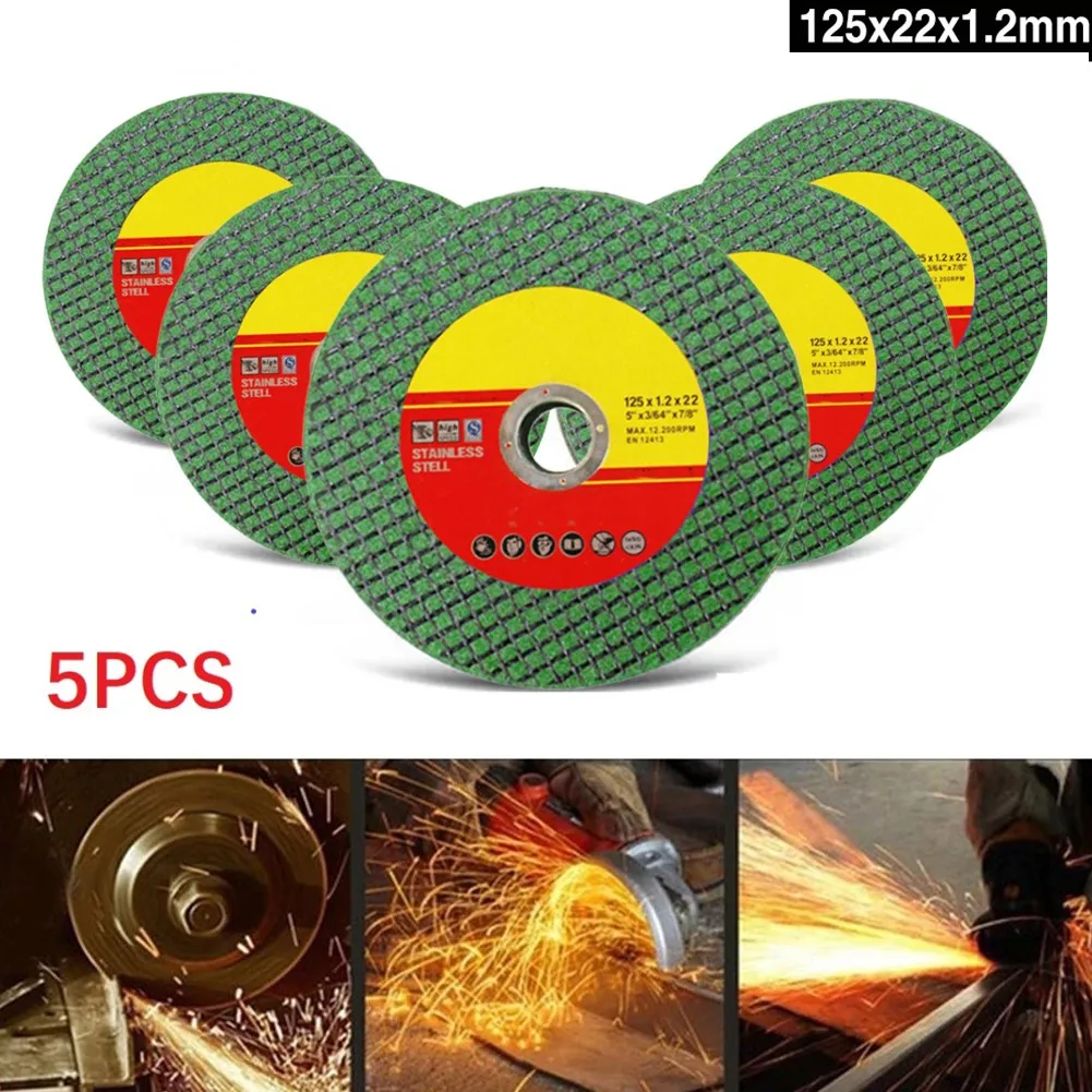 5pcs 125mm Metal Cutting Disc Angle Grinder Stainless Steel Grinding Resin Double Mesh Diamond Grinding Wheel Polishing Tools
