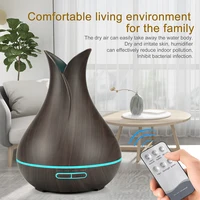 Electric Air Humidifier Remote Control Diffuser Aroma Humidifier Oil Diffuser Ultrasonic Wood Grain Mist Maker 7Color LED Light 2
