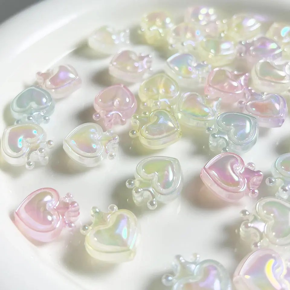 인어 빛나는 빛나는 크라운 러브 하트 비즈 쥬얼리 만들기 귀걸이 팔찌 목걸이 DIY 장식 헤어 액세서리