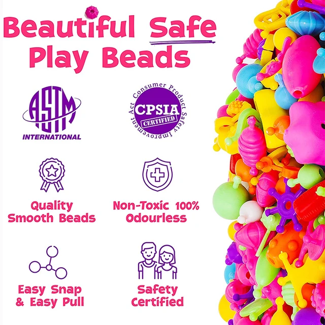 580Pcs Kids Pop Snap Beads Set DIY Fashion Jewelry Bracelet Making Kit Toys To Make Hairband Necklace Christmas Birthday Gifts 6