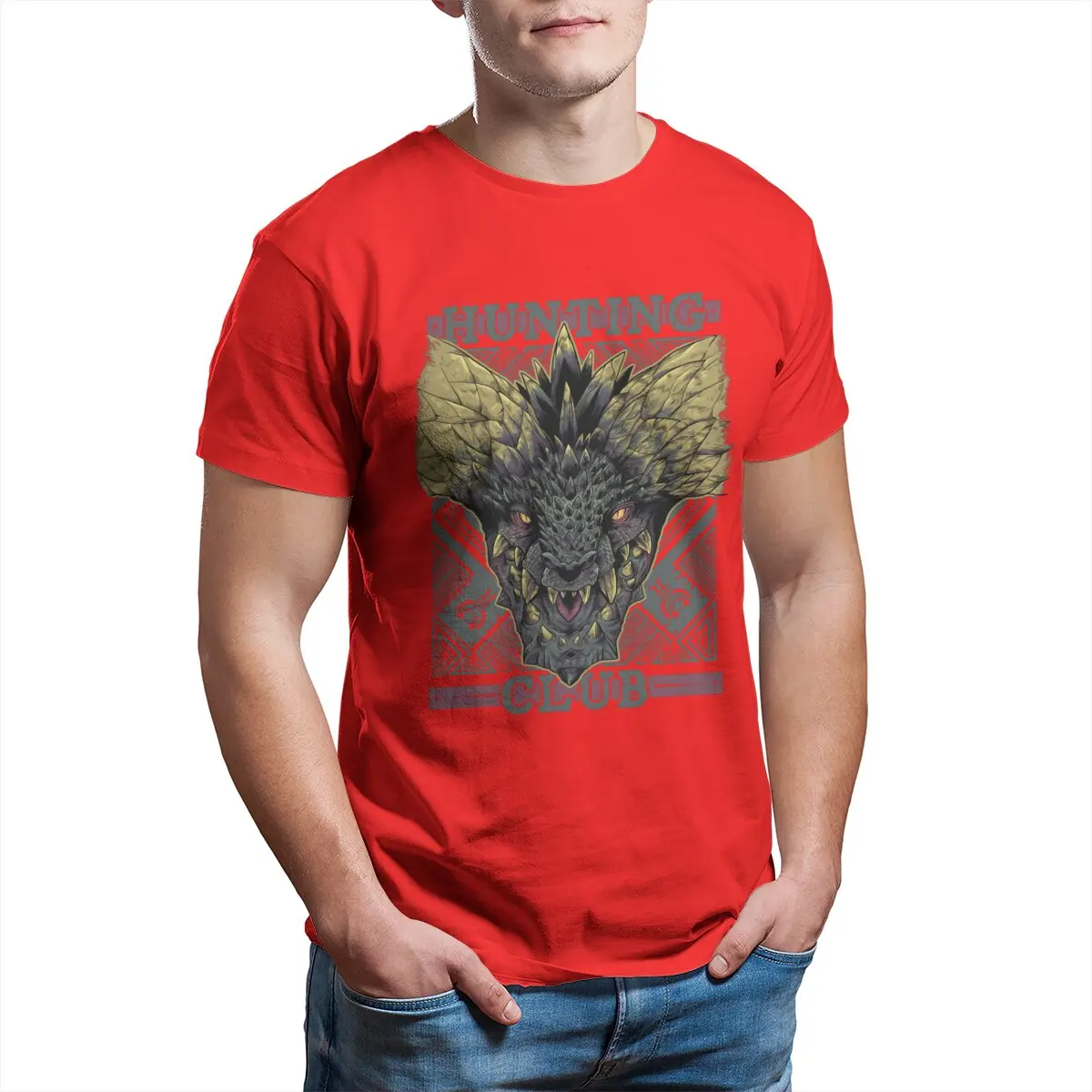 Unisex Hunting Club Nergigante Cotton Leisure T-Shirt – RPG Game Inspired Summer Tee
