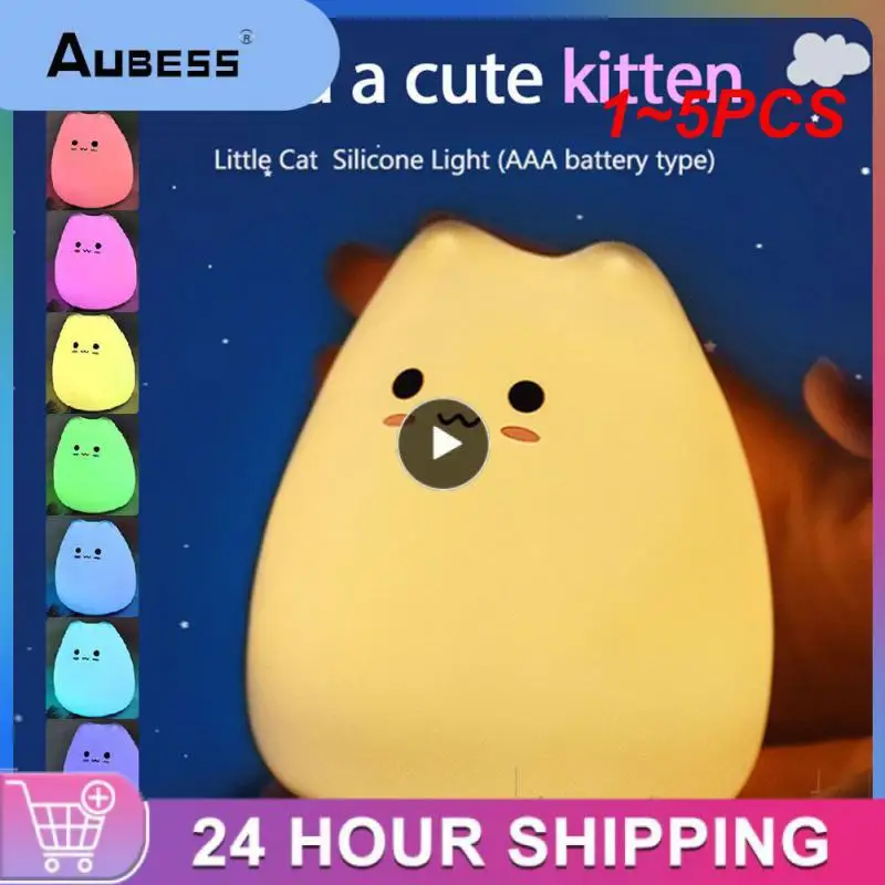 

1 ~ 5 шт., беспроводная силиконовая лампа в виде кошки