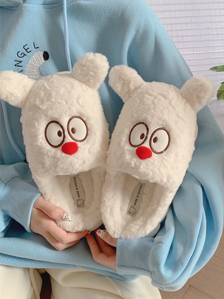 

Симпатичные Зимние новые хлопковые тапочки для женщин с толстой подошвой для тепла и дома Нескользящие плюшевые домашние тапочки