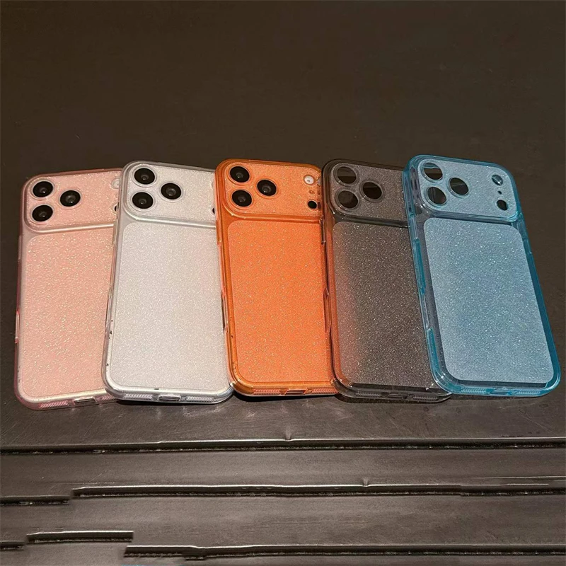 Luxury Bling Glitter Shockproof Transparent Phone Case with Large Window Design