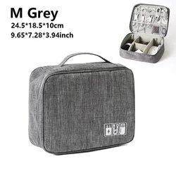 Waterproof Portable Travel Cable and Electronics Organizer Bag (M grey)
