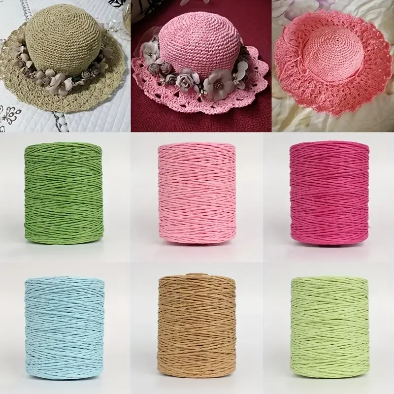 280-300m/Roll Natural Raffia Straw Yarn For Knitting Crocheting Paper Threads DIY Handmade Summer Sunhat Beach Bag Material 4