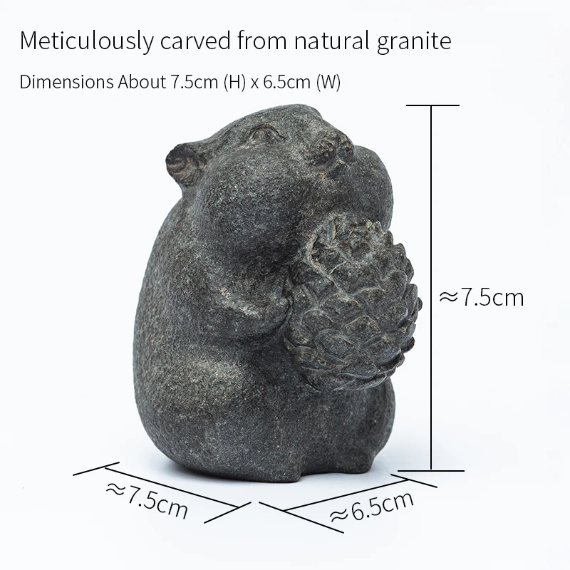 Eichhörnchen-Statue, handgeschnitzt, aus natürlichem Basalt, Räucherstäbchenhalter, Teehaustier, exquisites Tischornament, Heimdekoration, Premium-Geschenk – Detail 6
