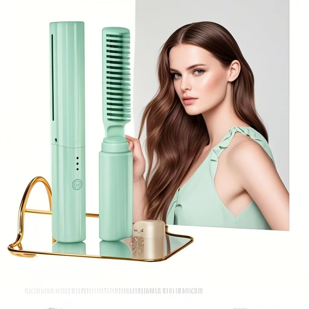 Portable Wireless Electric Heating Hair Combs Straight Curly Negative Ion Hot Straightener Comb Home Travel Women Styling Tools
