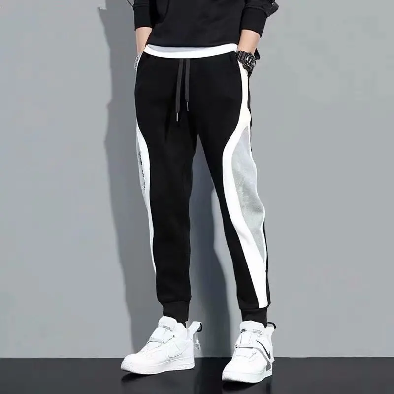 2024 Spring Autumn Men's Sports Pants Male Loose Fitting Leggings Patchwork Running Training Casual Pants Fashion Outfit Trouser 2