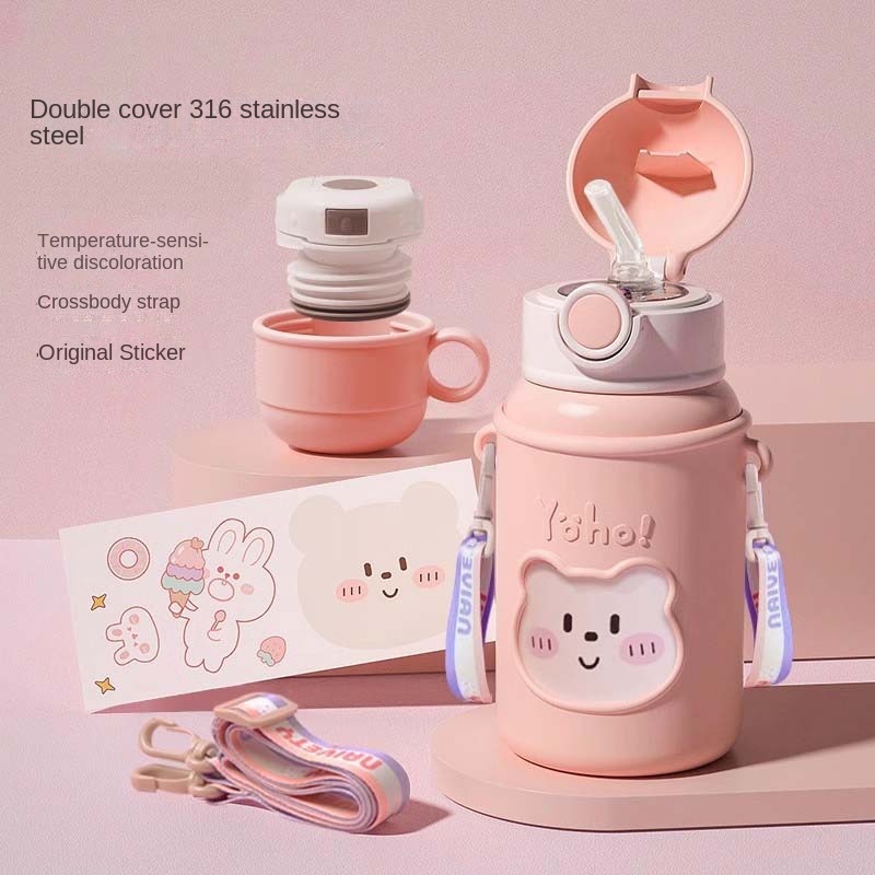Summer hot style cold cup 316 children's straw insulated cup for students going to school for men and women with good looks