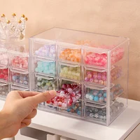 1pc Drawer Style Multifunctional 6/9/12 Grid Stackable Bead Storage Box Transparent Acrylic Desktop Jewelry Display Box 3