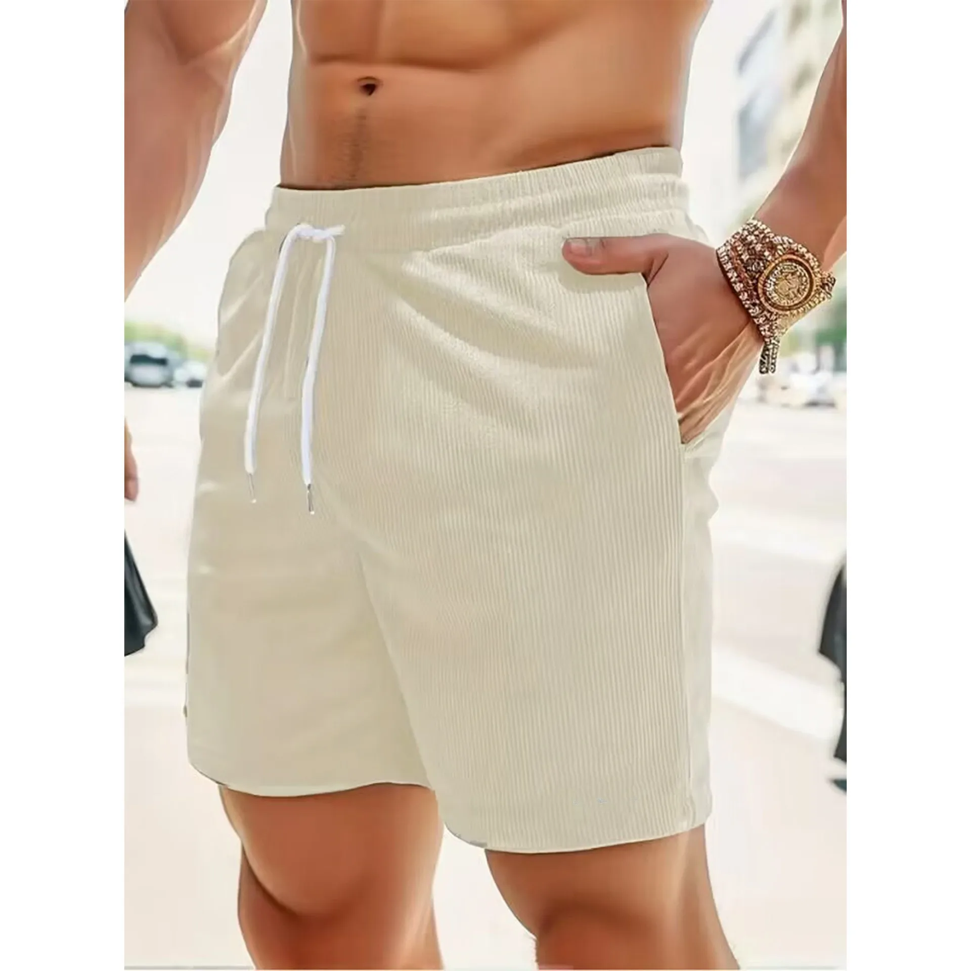 2024 American Heavy Duty Work Shorts Summer I Trendy Retro Corduroy Fashion Brand Men's Casual Shorts 5