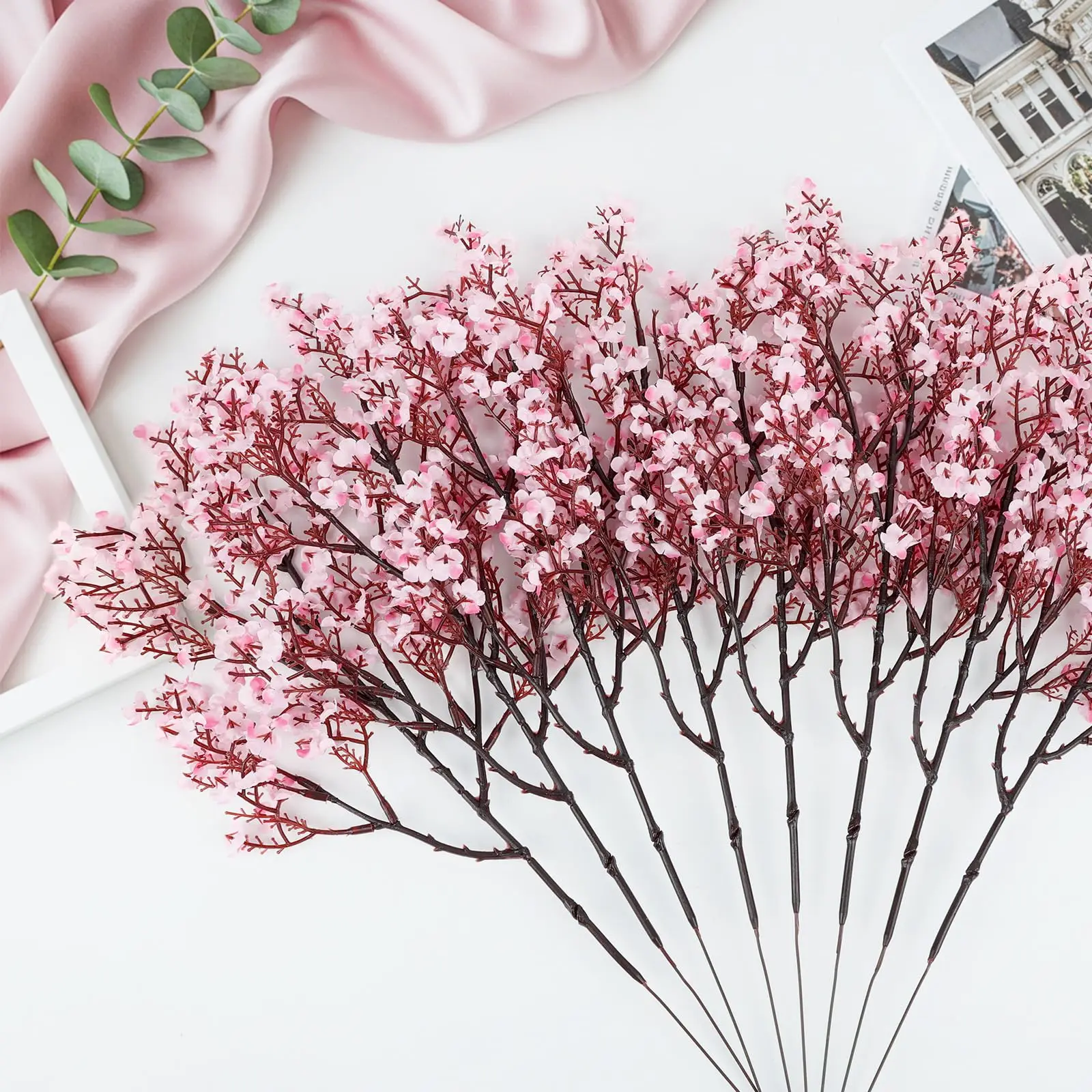 3/5 Pcs Artificial Baby's Breath Fake Flowers for Home Wedding Party Table Arrangements Farmhouse Decoration Faux Gypsophila 11