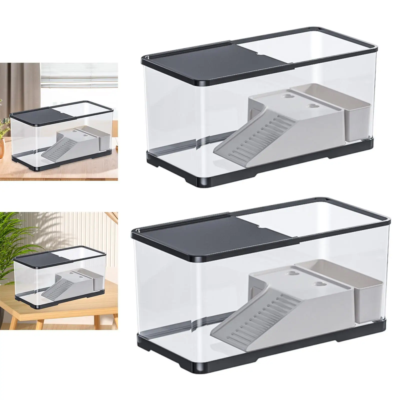 Turtle Tank Multifunction with Cover Sturdy Reptile Habitat with Basking for Frog Tortoises Leopard Amphibians Terrapin