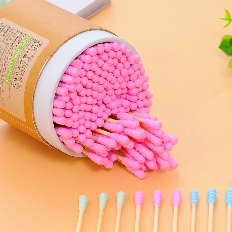 100/200pcs/Box Bamboo Baby Cotton Swab Wood Sticks Soft Cotton Buds Cleaning of Ears Tampons Cotonete Pampons Health Beauty