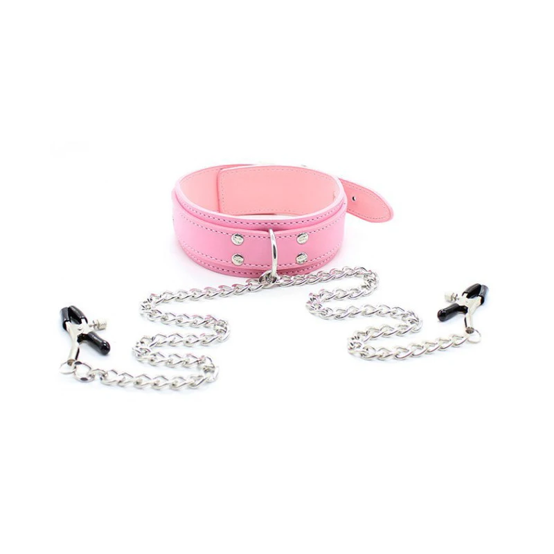 BDSM Leather Choker Collar Nipple Breast Clamp Clip Chain Couple Slaves Adult Sex Toys Butterfly Style Couples Games nipple clips sex toys