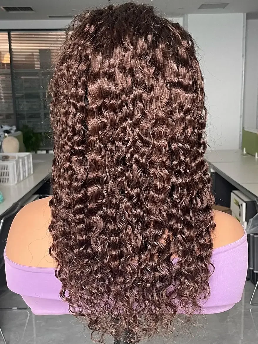 Brown Lace Front Wig Water Wave 100% Human Hair Wig For Women Curly Pre-plucked Transparent Lace Closure BOBBI human hair wig,lace front wigs