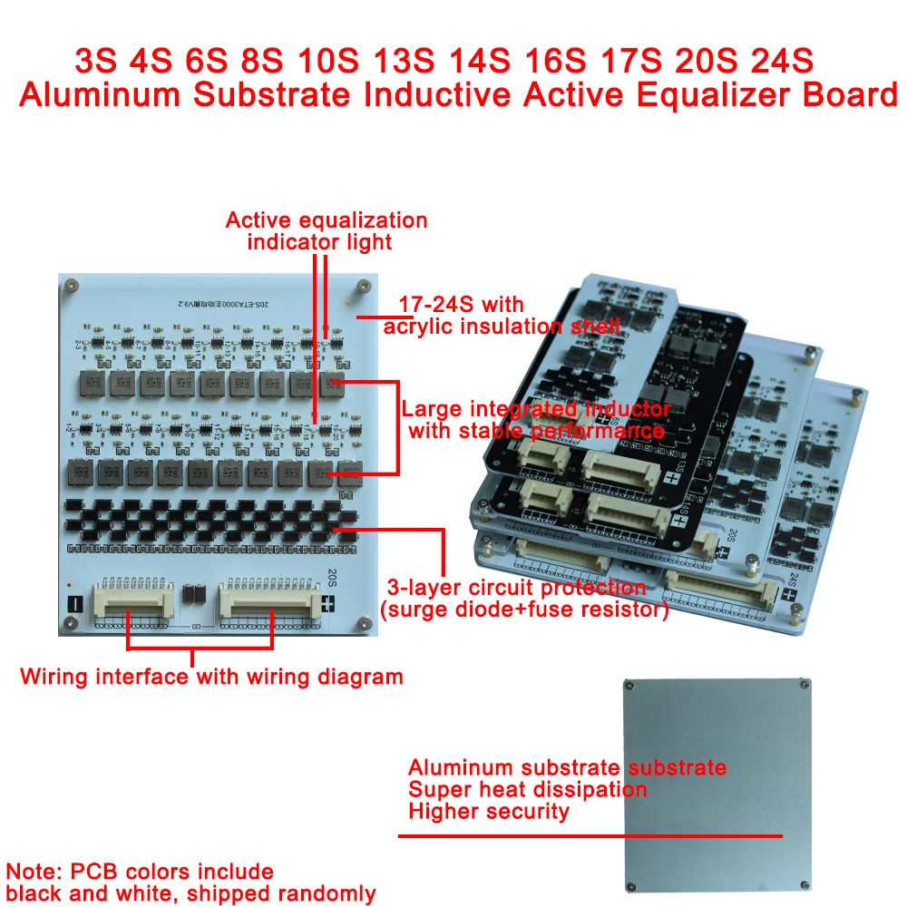 Módulo Equalizador Ativo Li-ion Lifepo4 Bateria de Lítio Balanceador Ativo Transferência de Energia Versão Indutiva 1.2a Bms 16s 17s - Image 4