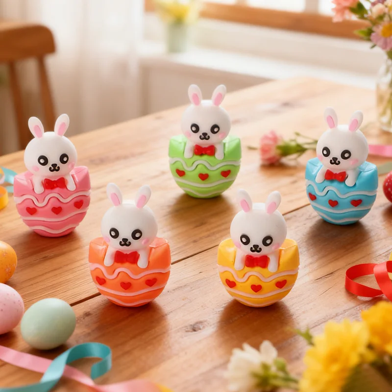 5Pcs Mini Cute Rabbit Easter Egg Desktop Decoration Ornaments, Happy Easter Party Kids Birthday Favors School Gift 2026