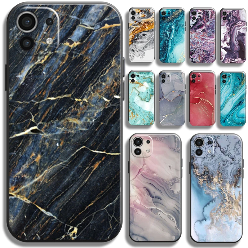 

Watercolor Marble Pattern Phone Case For Xiaomi Mi 11 11 Lite 5G Black Coque Silicone Cover Liquid Silicon Funda Carcasa