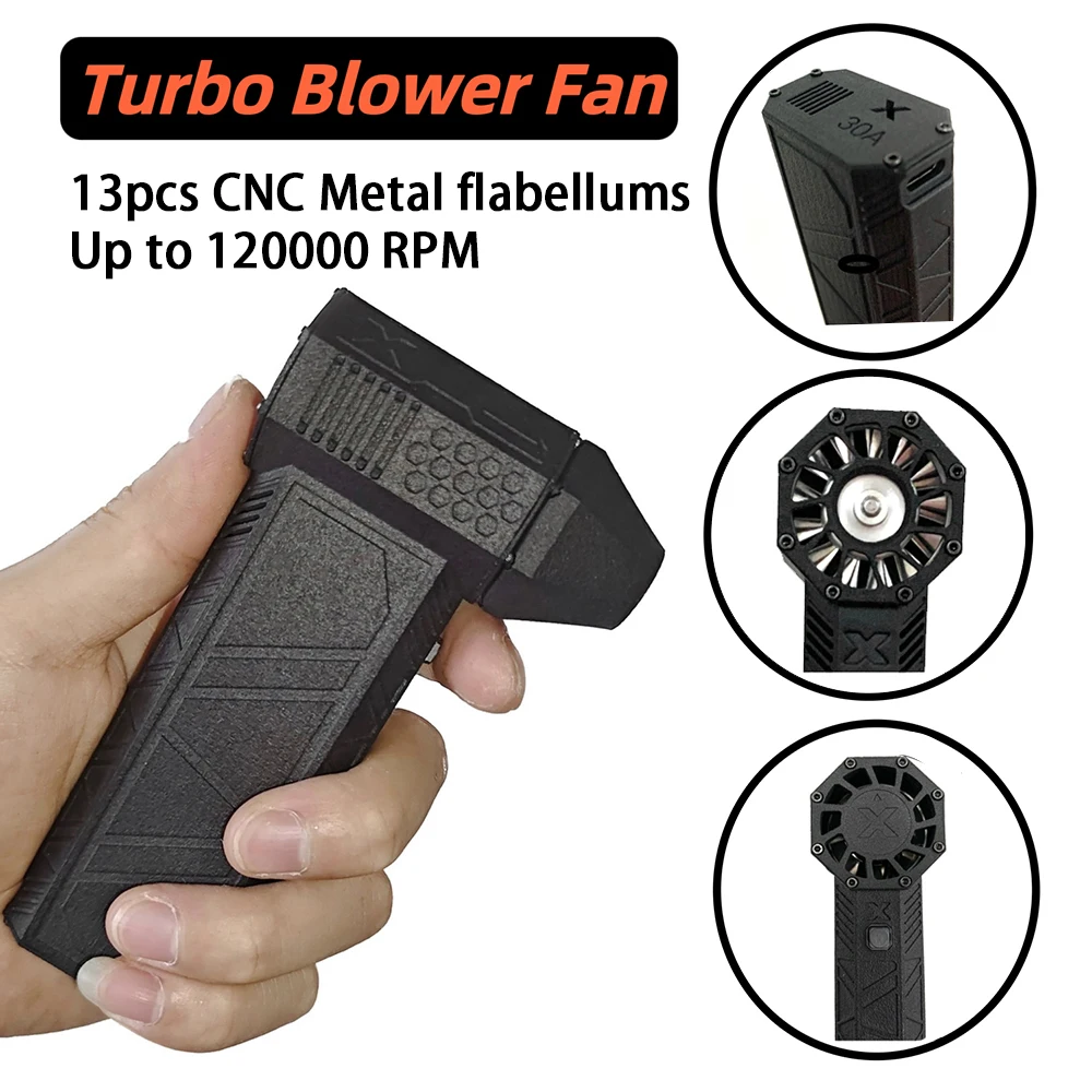 Turbo Jet Fan Compressed Air Duster 120000RPM Portable Hand Held Mini Fan Type-c Electric Small Blower Gun for Cooling Cleaning cdqmb bore50mm guide rod type compressed air cylinder iso compact cylinder double acting for automation parts nbsanminse