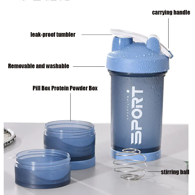 Protein Powder Container Bottle Portable Supplement Pillbox Protein Storage  Pre-Workout Fitness Container (500ml) 