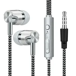 Premium Super Bass In - Ear Wired Headphones with Microphone and Volume Control (Silver)